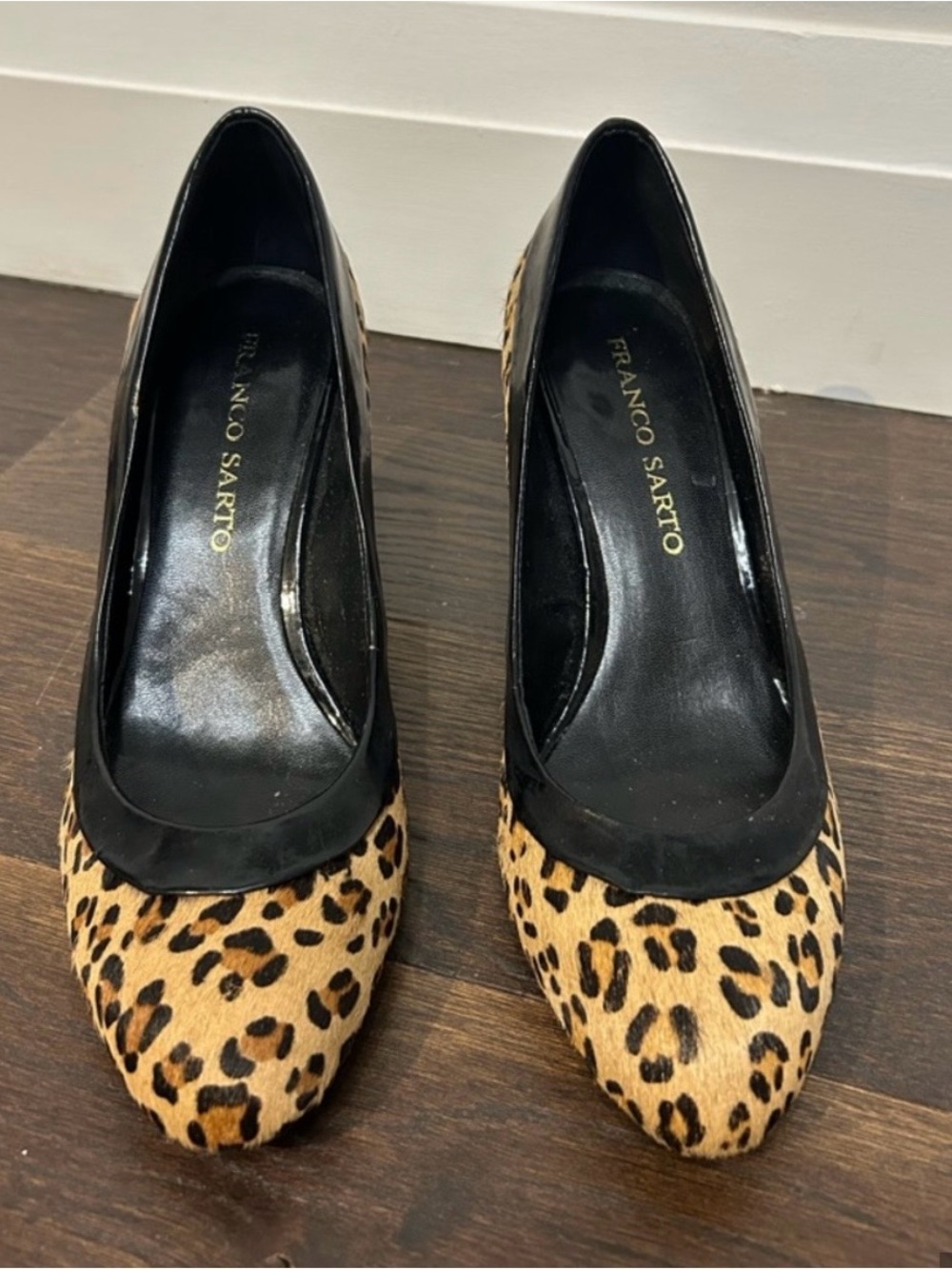 Franco Sarto REAL fur calf hair leopard shoes - size 8.5 - paid $295